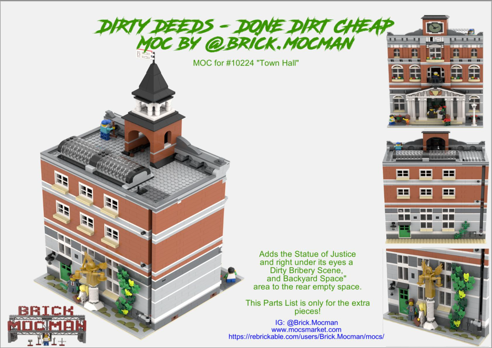 Lego Dirty Deeds, Done Dirt Cheap - Backyard MOC for set #10224 "Town Hall" (FREE)