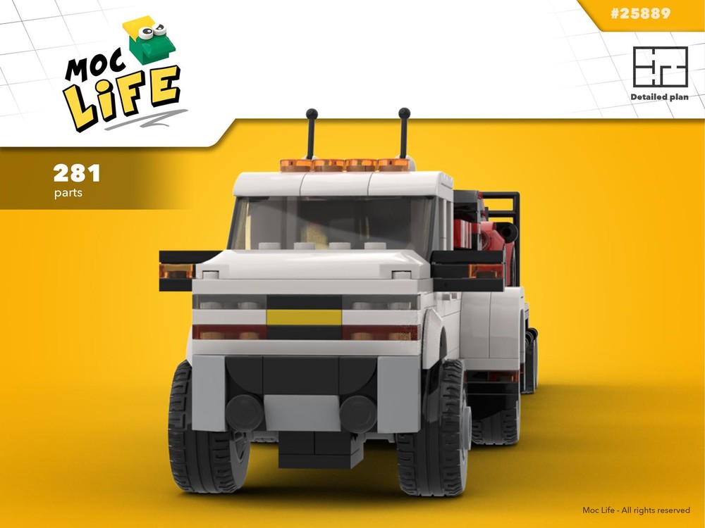 Lego Chevrolet Silverado 3500 quad cab dually with gooseneck trailer and Porsche 911