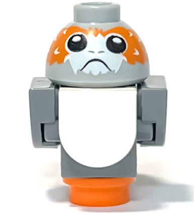 Lego Porg, Star Wars with Dark Bluish Gray Body, Wings and Tail, High Raised Feathers between Eyes - Brick Built