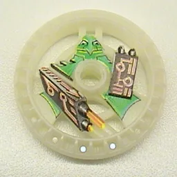 Technic Disc 5 x 5 Notched, Laser with Robot Print / Glow In Dark Opaque