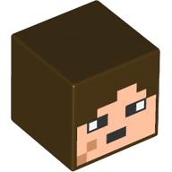 Lego Minifig Head Special, Cube with Light Nougat Face Print / Dark Brown