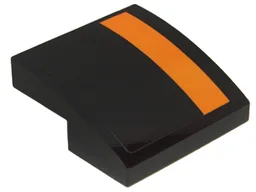 Slope, Curved 2 x 2 x 2/3 with Orange Stripe on Left Edge on Black Background Pattern (Sticker) - Set 75102