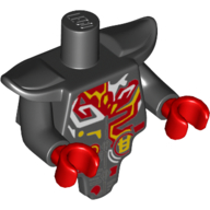 Lego Torso Short and Modified with Armor - Smooth Breastplate with Shoulder Pads with Red, Yellow and White Tribals print / Black