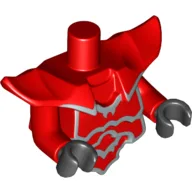 Torso with Molded Shoulder and Waist Extensions, Breastplate with Silver Edges Print, Red Arms, Black Hands / Red
