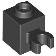 Lego Brick Special 1 x 1 with Clip Vertical [Open O Clip, Hollow Stud] / Black