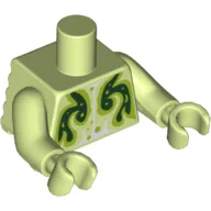 Torso Short with Back Ridges, with Dark Green / Lime Monster Print, Yellowish Green Arms and Hands / Yellowish Green