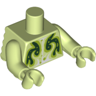 Lego Torso Short with Back Ridges, with Dark Green / Lime Monster print, Yellowish Green Arms and Hands / Yellowish Green