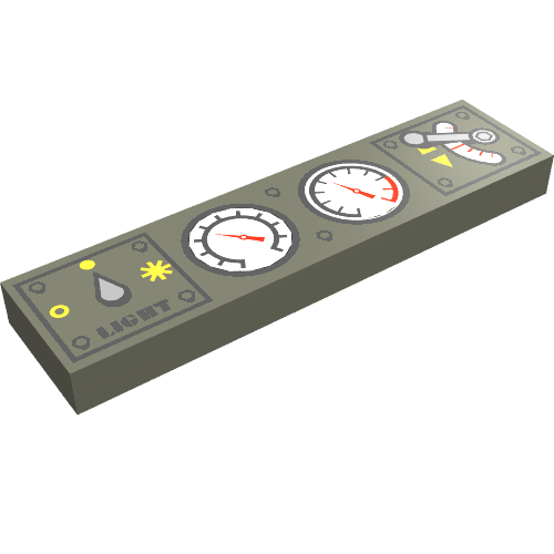 Lego Tile 1 x 4 with Train Controls Print / Dark Gray