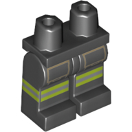Lego Hips and Black Legs with Tan Pockets, Lime and Silver Reflective Stripes Continuing on Sides Print / Black