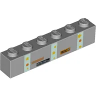 Brick 1 x 6 with Recycling Phrases and Stars Print / Light Bluish Gray