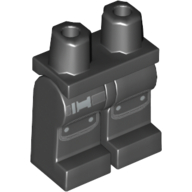 Lego Hips and Black Legs with Dark Bluish Gray Knee Pads and Belt on Right Leg Print / Black