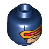 Lego Minifig Head Cyclops, Mask with Red and Gold Visor Print / Dark Blue
