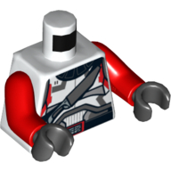 Lego Torso Republic Trooper Armour Print, Knife Sheath Print, Red Arms, Black Hands / White