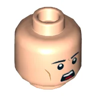 Minifig Head GCPD Officer, Eyebrows, Chin Dimple, Open Mouth Scowl Print / Light Nougat