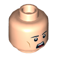 Lego Minifig Head GCPD Officer, Eyebrows, Chin Dimple, Open Mouth Scowl Print / Light Nougat