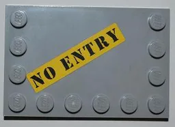 Tile, Modified 4 x 6 with Studs on Edges with Black 'NO ENTRY' on Yellow Background Pattern (Sticker) - Set 8199
