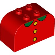 Lego Brick Curved 2 x 4 x 2 Double with 3 Yellow Buttons, Green Collar Print