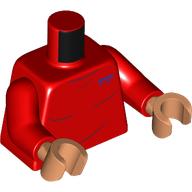 Lego Torso, Sweater, Creases, Dark Purple Logo print, Red Arms, Nougat Hands / Red
