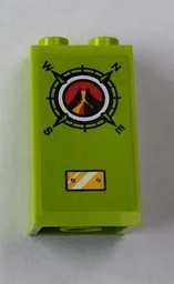 Slope 75 2 x 2 x 3 - Solid Studs with Volcano Explorers Logo and Yellow Metal Plate Pattern (Sticker) - Set 60124