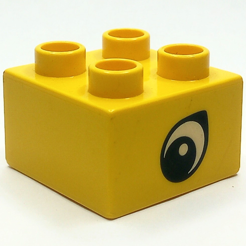 Lego Duplo Brick 2 x 2 with Eye, Giraffe's Print, on Two Sides / Yellow