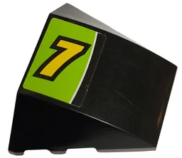 Wedge 4 x 3 Triple Curved No Studs with Yellow Number 7 and White Line on Lime Background Pattern (Sticker) - Set 8119