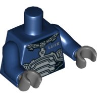 Lego Torso Space Armor with 'LUIZ' Print, Dark Blue Arms, Dark Bluish Gray Hands / Dark Blue
