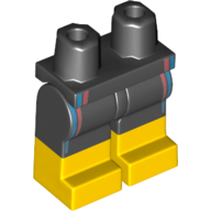 Lego Hips with Black Legs and Yellow Boots Pattern with Wetsuit, Azure and Coral Lines Print / Black