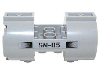 Lego Cylinder 3 x 6 x 2 2/3 Horizontal - Square Connections with Black Vents and 'SM-05' Pattern Model Right Side (Sticker) - Set 70724