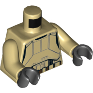 Lego Torso Armor, Scarif Stormtrooper Print, Tan Arms, Black Hands / Tan