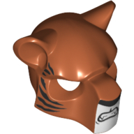 Lego Mask Feline with Black Nose, Large Tiger Stripes and Fangs Print / Dark Orange