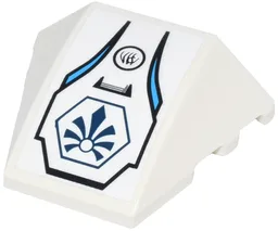 Wedge 4 x 3 Triple Curved No Studs with Dark Blue Chima Logo in Hexagon and Dark Azure Curved Lines Pattern (Sticker) - Set 70007