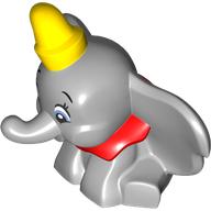 Lego Animal, Elephant with Yellow Hat, Red Scarf print (Dumbo) / Light Bluish Gray