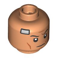 Lego Minifig Head Captain Rex, Black Eyebrows, Angry Grin, Silver Bandage print / Nougat