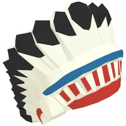 Headdress American Indian with Colored Feathers Print / White