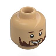 Lego Minifig Head Lionel Messi, Reddish Brown Eyebrows, beard, Smiling / Warm Tan