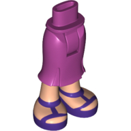 Lego Minidoll Hips and Long Skirt with Light Nougat Legs and Dark Purple Sandals Print