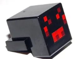 Creature Head Pixelated with Red and Dark Red Face Pattern (Minecraft Spider) / Black