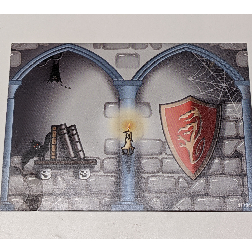 Lego Backdrop with Castle Interior with Shelf and Shield / Castle Exterior with Window and Tree Print / [No Color/Any Color]