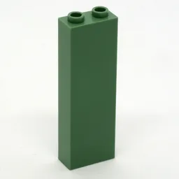 Brick 1 x 2 x 5 with Blocked Open Studs and Bottom Stud Holder with Asymmetric Ridges / Sand Green
