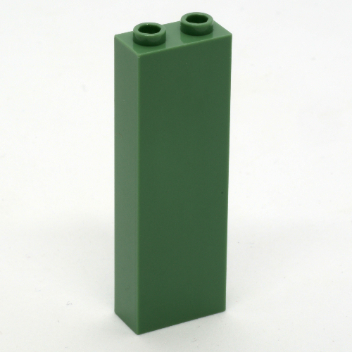 Lego Brick 1 x 2 x 5 with Blocked Open Studs and Bottom Stud Holder with Asymmetric Ridges / Sand Green