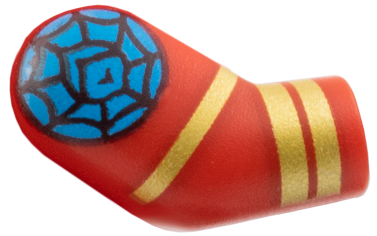Lego Arm, Right with Medium Azure Web Circle, Gold Rings Pattern