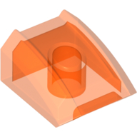 Lego Brick Curved 2 x 2 with Lip, No Studs / Trans-Neon Orange