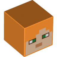 Lego Minifig Head Special, Cube with Alex Face Print / Orange