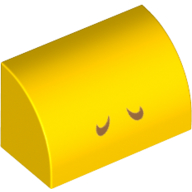 Lego Brick Curved 1 x 2 x 1 No Studs with Medium Nougat Lines (Nostrils) Print / Yellow