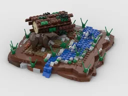 Bear in fish hunter diorama