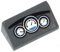 Slope 30 1 x 2 x 2/3 with 3 White and Blue Gauges on Dashboard Pattern (Sticker) - Set 60047