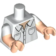 Torso, Dual Molded Arms, Shirt, Two Pockets Print, White Sleeves Pattern, Light Nougat Arms and Hands / White