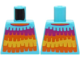Torso Shirt with Magenta, Orange and Yellow Stripes with Fringe Pattern (BAM) / Medium Azure
