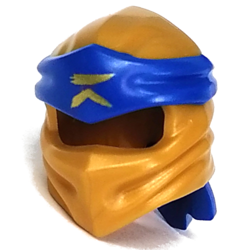 Lego Wrap with Long Back Knot, Blue Band Pattern with Gold Asian Symbol print / Pearl Gold