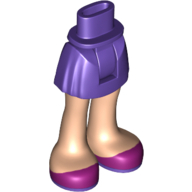 Lego Minidoll Hips and Short Skirt with Light Nougat Legs and Magenta Shoes Print / Dark Purple